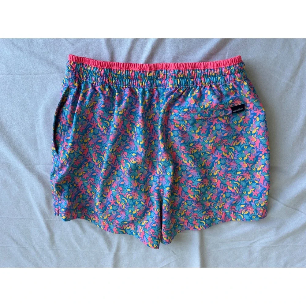 Chubbies Mens Tropical Floral Swim Trunks 4 Inch Inseam Blue Pink Small Preppy
